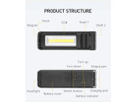 Superfire Lanterna de Trabalho C/ Íman E Gancho 3W+5W G15 Superfire Lanterna de Trabalho C/ Íman E Gancho 3W+5W G15